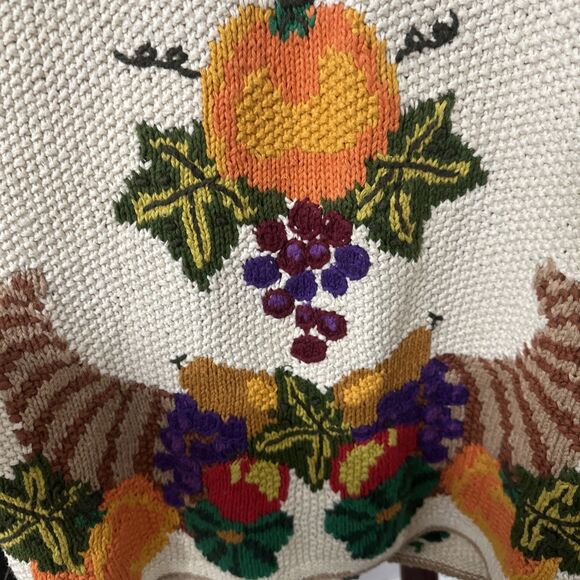 VINTAGE CARDIGAN BAY HAND KNITTED BUTTON FRONT FALL HARVEST SWEATER Large - Picture 8 of 14